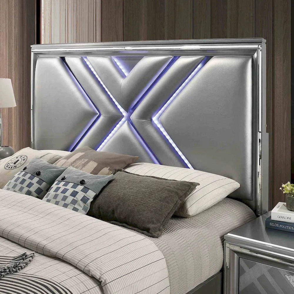 Furniture of America - Emmeline - Cal.King Bed, Silver - FOA7147CK-BED view 3