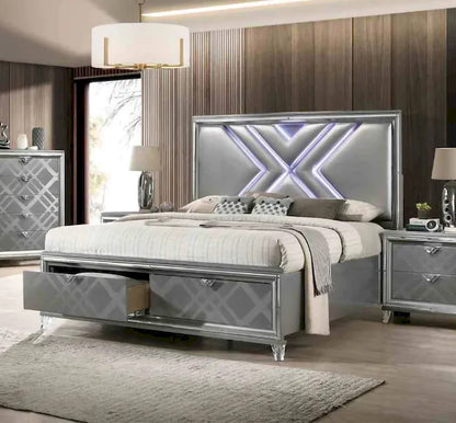 Furniture of America - Emmeline - E.King Bed, Silver - FOA7147EK-BED view 1