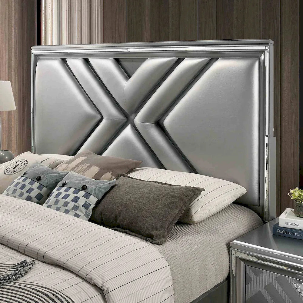 Furniture of America - Emmeline - E.King Bed, Silver - FOA7147EK-BED view 2