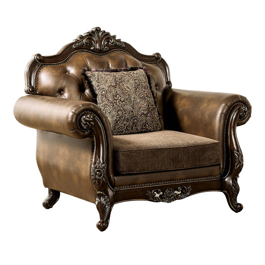 Furniture of America - Ensenada Chair in Dark Cherry/Brown - FM65003BR-CH View 1