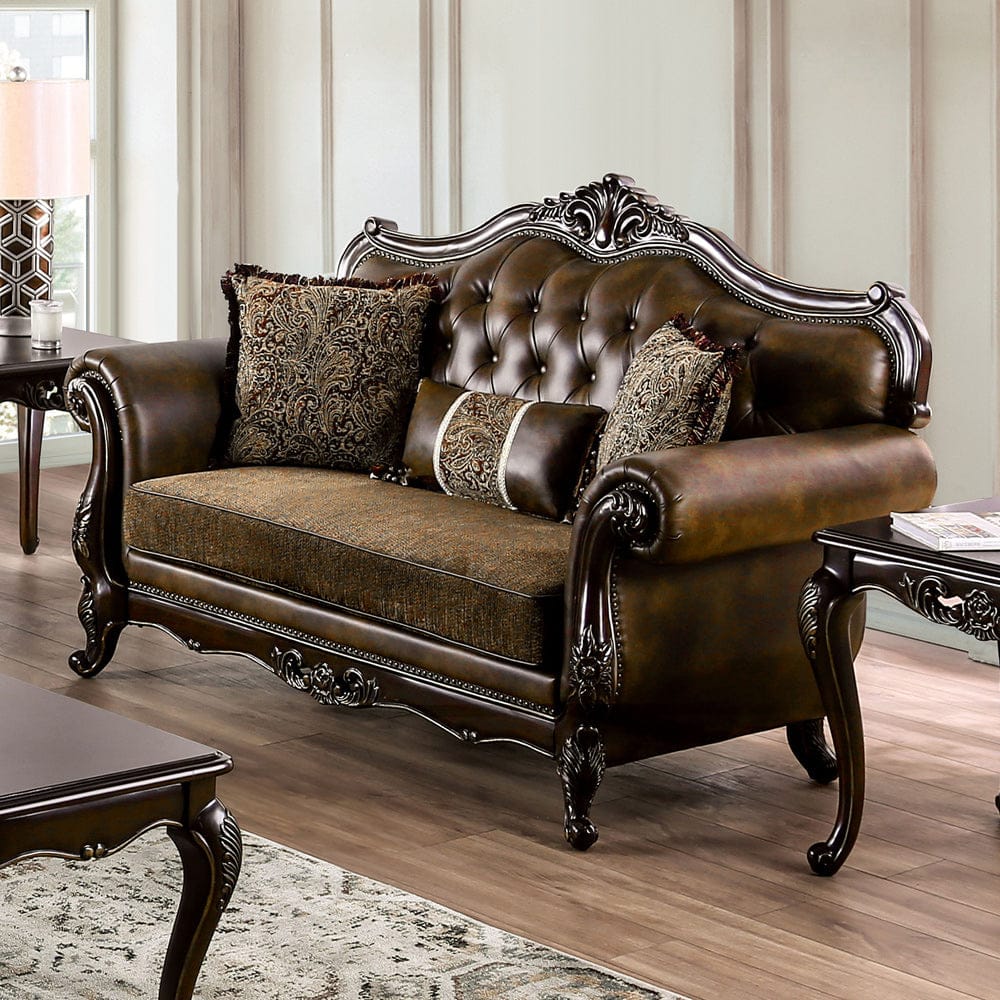 Furniture of America - Ensenada Loveseat in Dark Cherry/Brown - FM65003BR-LV View 1