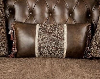 Furniture of America - Ensenada Sofa + Loveseat in Dark Cherry/Brown - FM65003BR-2PC View 6