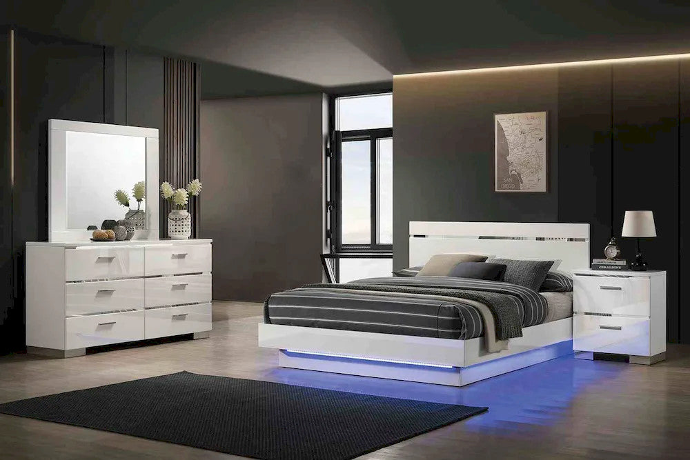 Furniture of America - Erlach - 3 Pc. Queen Bedroom Set - White/Chrome - FOA7189WH-Q-4PC view 1