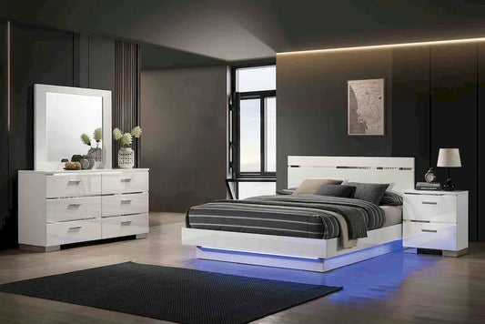 Furniture of America - Erlach - 3 Pc. Queen Bedroom Set - White/Chrome - FOA7189WH-Q-4PC view 1