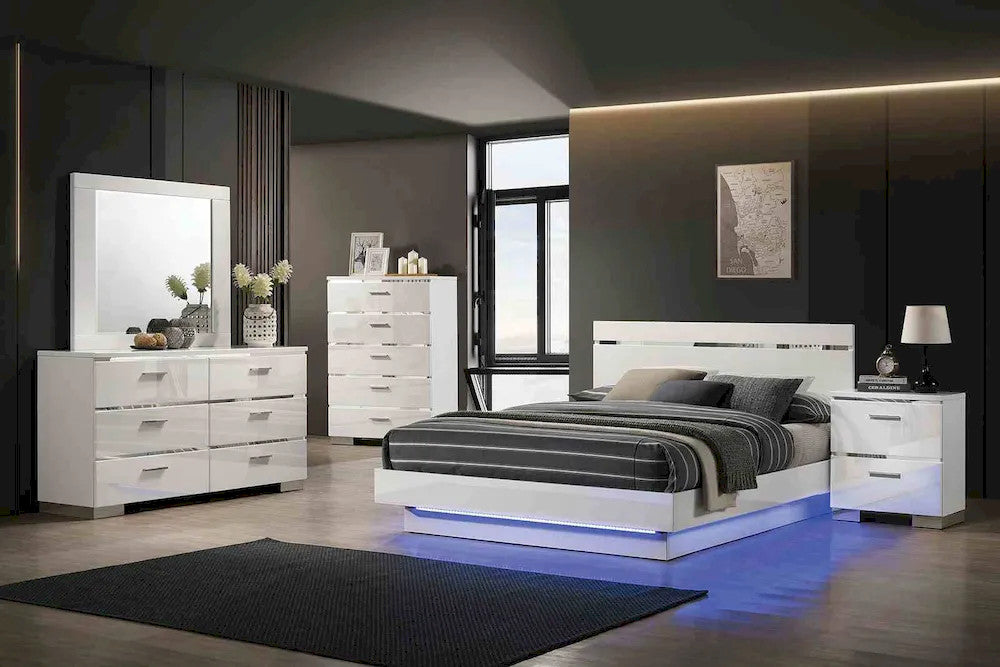 Furniture of America - Erlach - 4 Pc. Queen Bedroom Set w/ Chest - White/Chrome - FOA7189WH-Q-5PC-C view 1