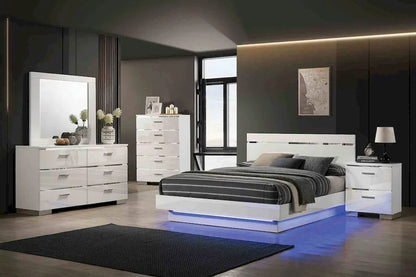 Furniture of America - Erlach - 4 Pc. Queen Bedroom Set w/ Chest - White/Chrome - FOA7189WH-Q-5PC-C view 1