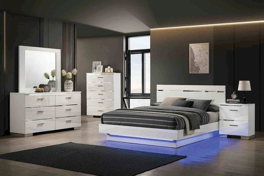 Furniture of America - Erlach - 4 Pc. Queen Bedroom Set w/ Chest - White/Chrome - FOA7189WH-Q-5PC-C view 1