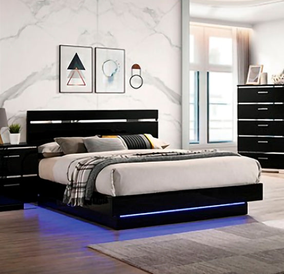 Furniture of America - Erlach - Cal.King Bed, Black/Chrome - FOA7189BK-CK-BED view 1