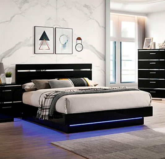 Furniture of America - Erlach - Cal.King Bed, Black/Chrome - FOA7189BK-CK-BED view 1