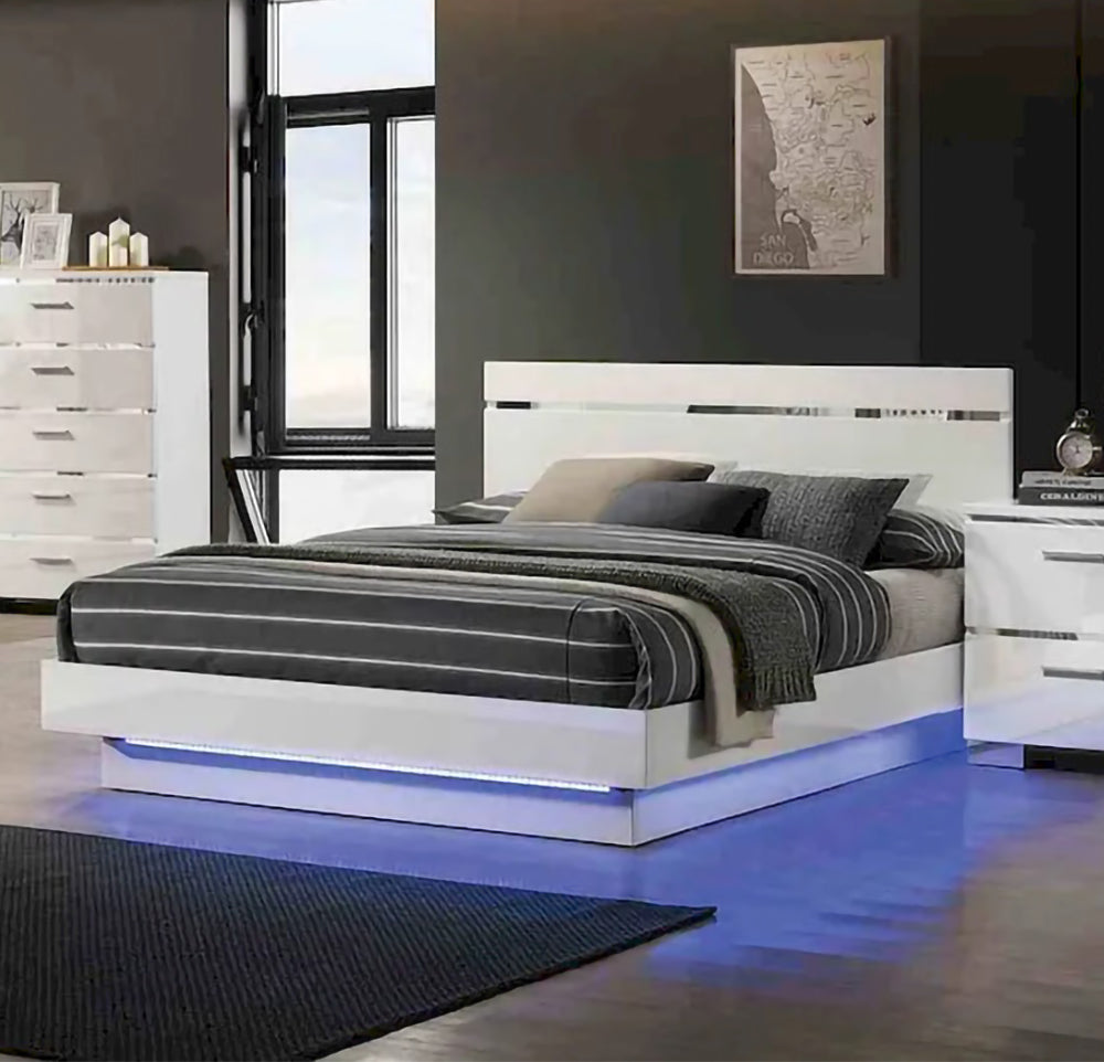 Furniture of America - Erlach - Cal.King Bed, White/Chrome - FOA7189WH-CK-BED view 1