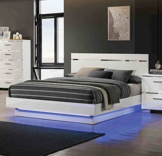 Furniture of America - Erlach - Cal.King Bed, White/Chrome - FOA7189WH-CK-BED view 1