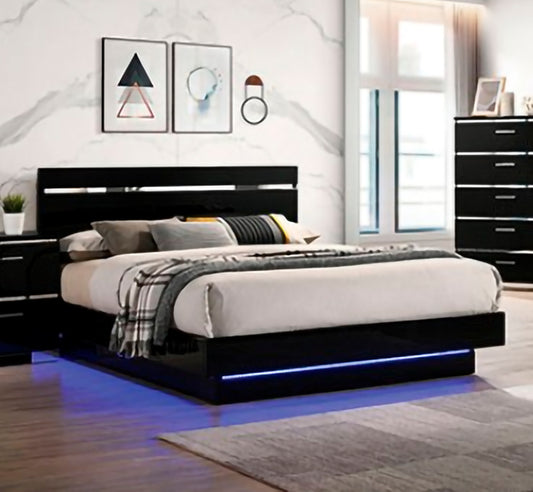 Furniture of America - Erlach - E.King Bed, Black/Chrome - FOA7189BK-EK-BED view 1