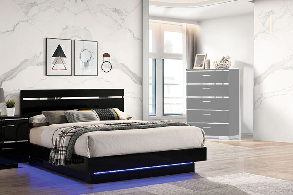 Furniture of America - Erlach Queen Bed in Black/Chrome - FOA7189BK-Q-BED View 3