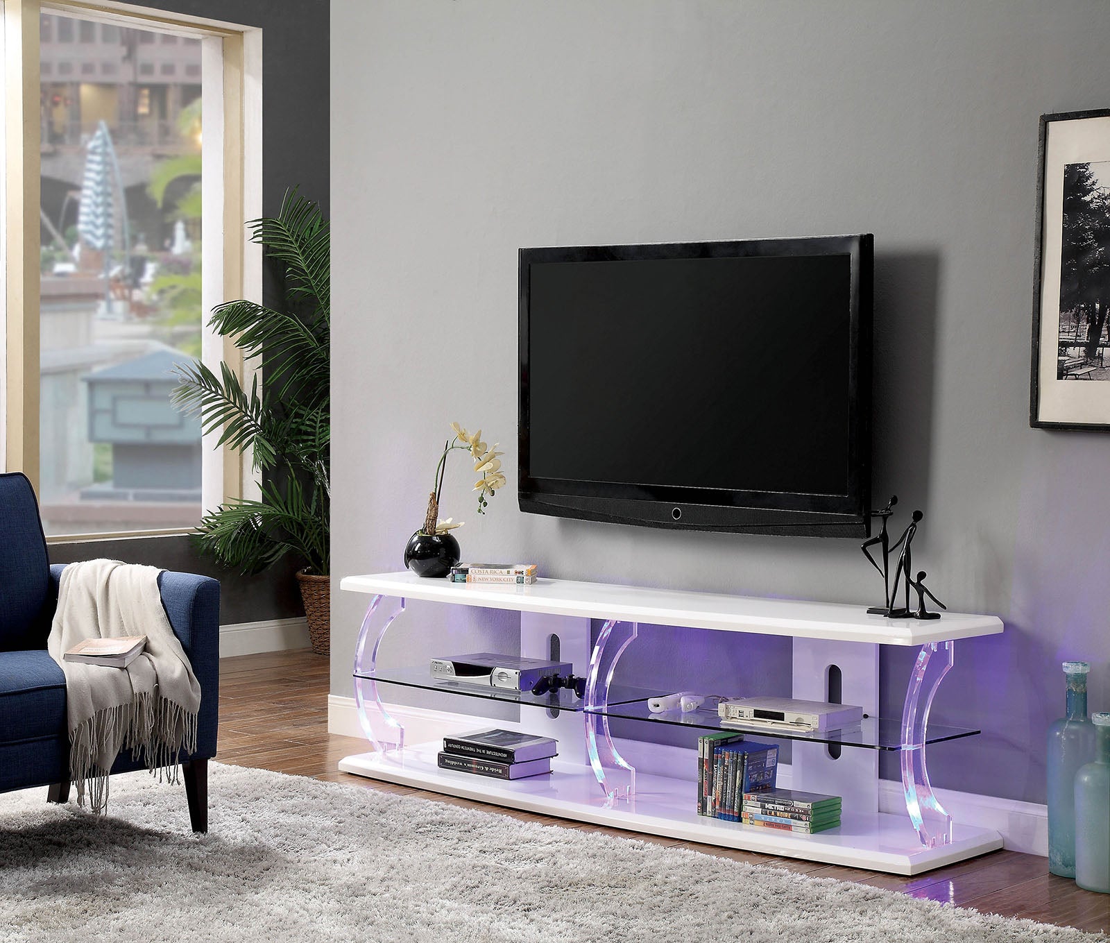 Furniture of America - Ernst 60" TV Stand in White - CM5901WH-TV-60 View 2