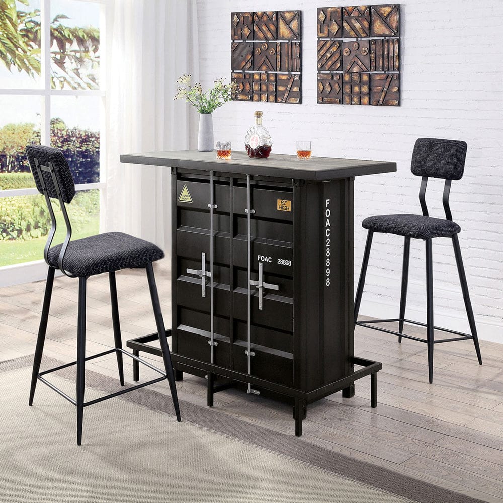 Furniture of America - Esdargo 3 Pc. Bar Table Set in Black/Distressed Dark Oak - CM3789BK-BT-3PC View 1