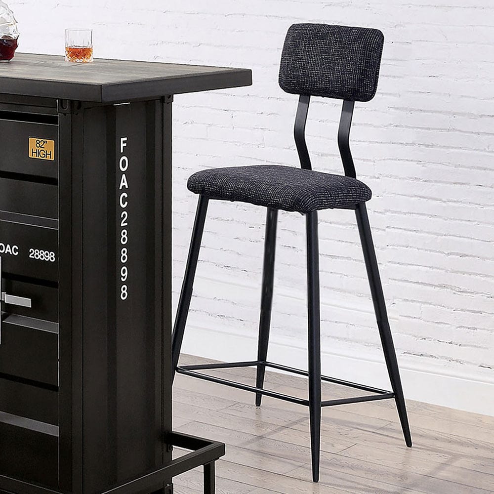 Furniture of America - Esdargo Bar Ht. Chair Set of 2 in Black/Gray - CM3789BK-BC-2PK View 1