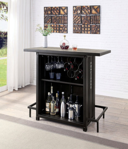 Furniture of America - Esdargo Bar Ht. Table w/ LED Light in Black/Distressed Dark Oak - CM3789BK-BT View 3