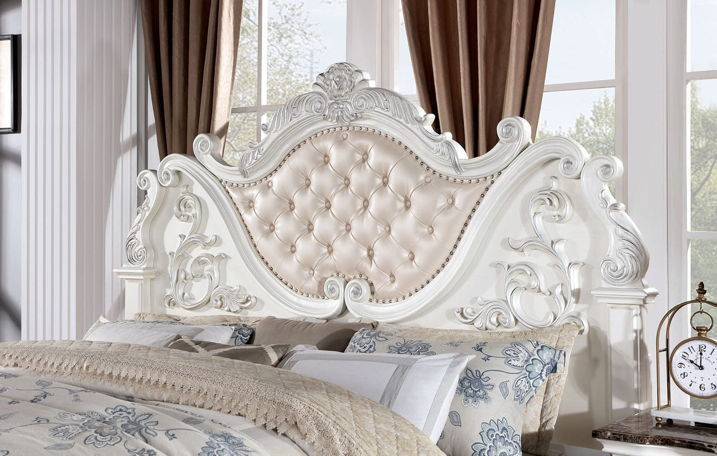 Furniture of America - Esparanza 5 Pc. Queen Bedroom Set w/ Chest in Pearl White - CM7478WH-Q-5PC-CHEST View 2