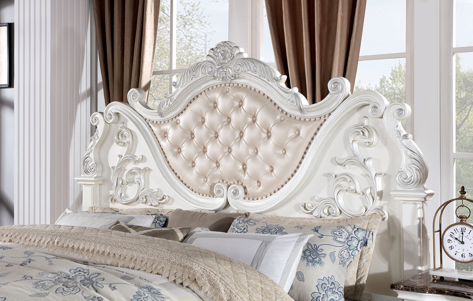 Furniture of America - Esparanza 5 Pc. Queen Bedroom Set w/ Chest in Pearl White - CM7478WH-Q-5PC-CHEST View 2