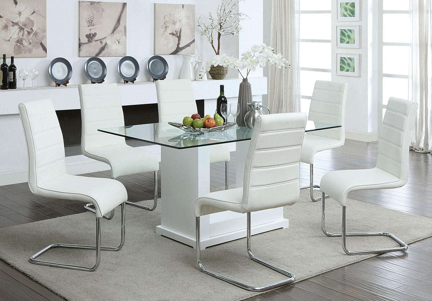 Furniture of America - Eva Dining Table in White/Clear - CM3917T-TABLE View 2