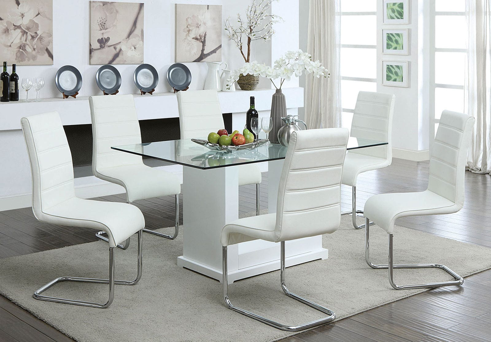 Furniture of America - Eva Dining Table in White/Clear - CM3917T-TABLE View 2
