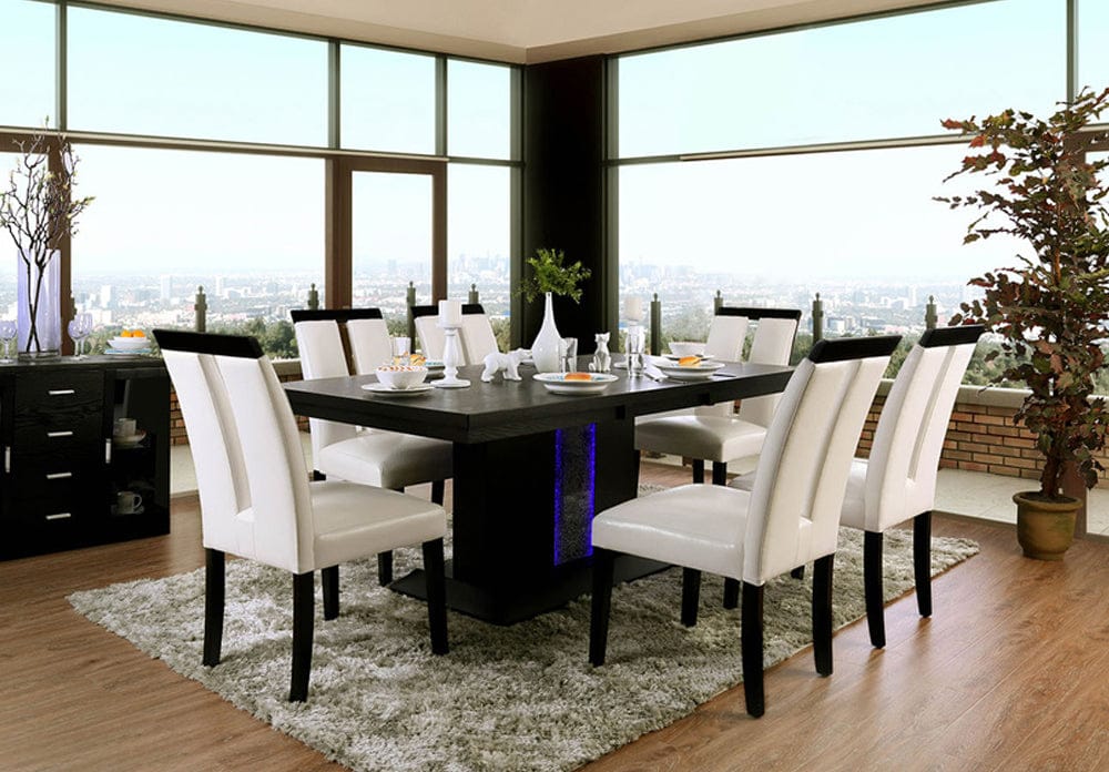 Furniture of America - Evangeline 7 Pc. Dining Table Set in Black/Beige - CM3394T-7PC View 1