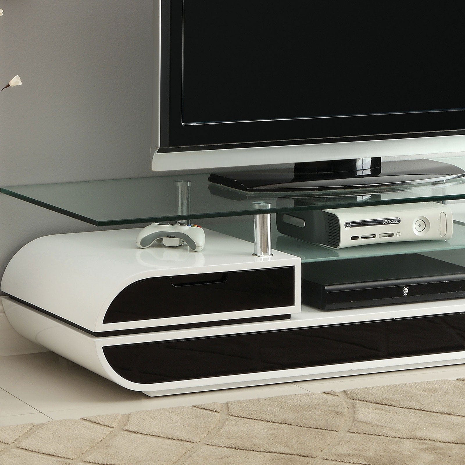 Furniture of America - Evos 63" TV Console in Black/White - CM5813-TV View 2