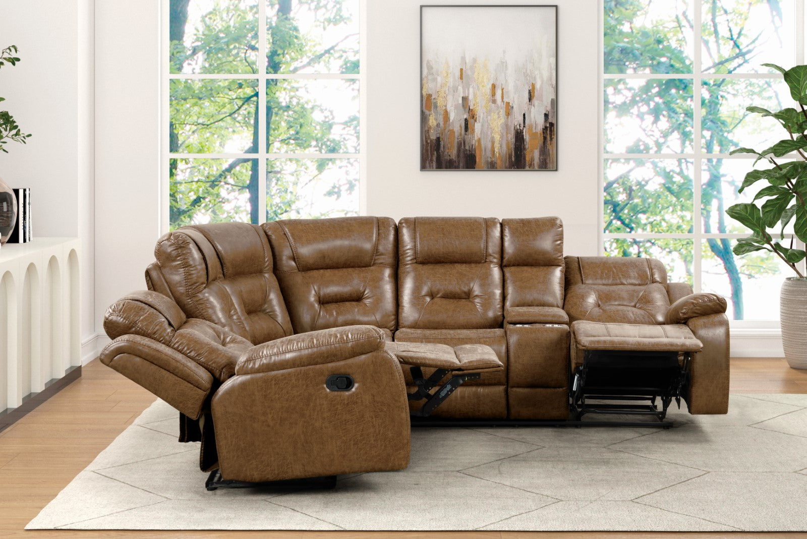 Furniture of America - Ezekius Manual Sectional in Brown - FM6011BR-M-SECT View 2