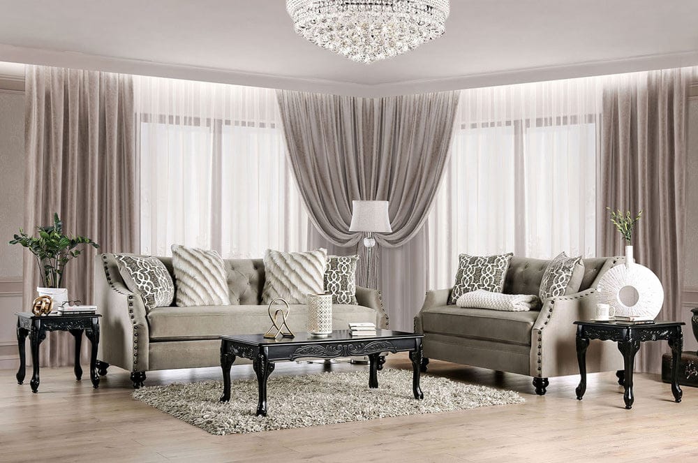 Furniture of America - Ezrin Sofa + Loveseat in Light Brown - SM2668-2PC View 1