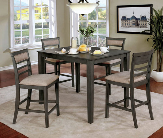 Furniture of America - Fafnir 5 Pc. Counter Ht. Table Set in Weathered Gray/Beige - CM3607PT-5PK View 1