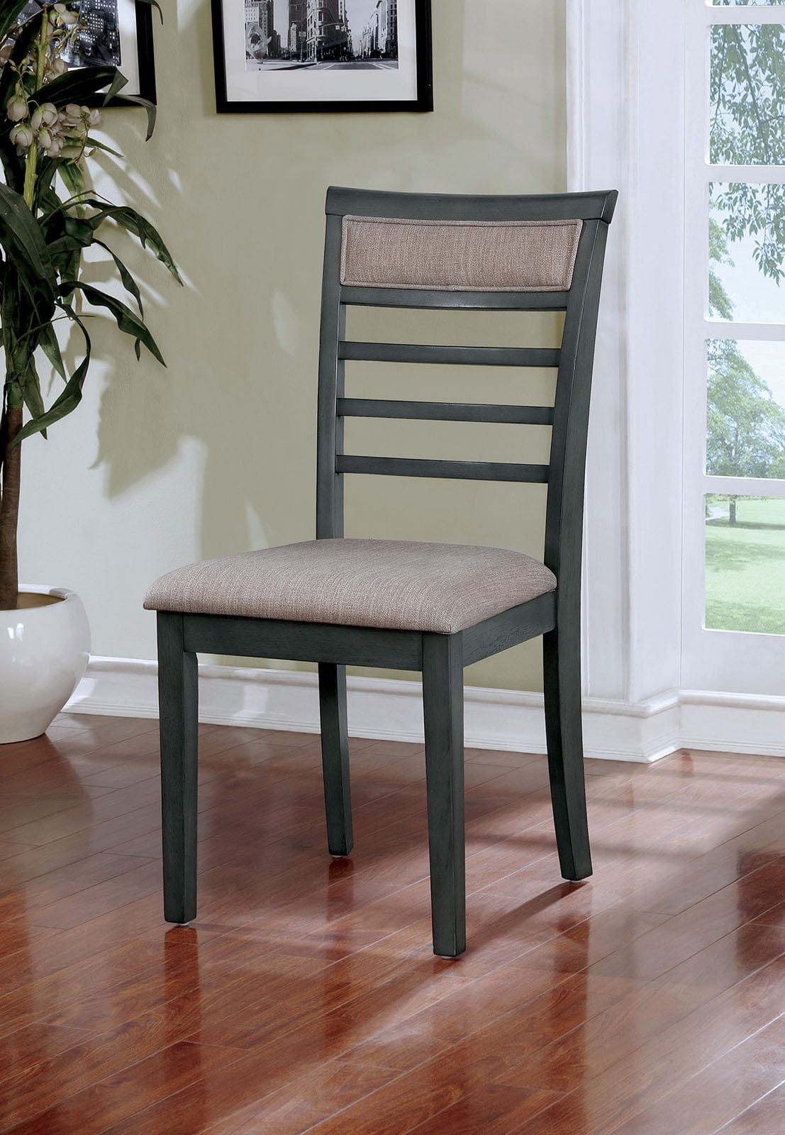 Furniture of America - Fafnir 5 Pc. Dining Table Set in Weathered Gray/Beige - CM3607T-5PK View 2