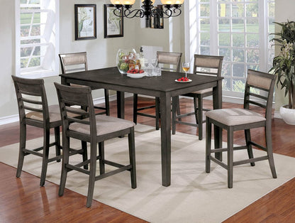 Furniture of America - Fafnir 7 Pc. Counter Ht. Table Set in Weathered Gray/Beige - CM3607PT-7PK View 1