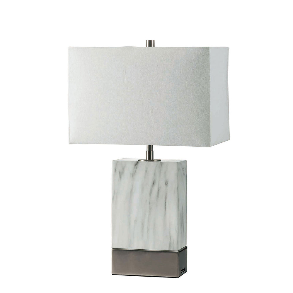 Furniture of America - Faith 20"H White Marble Steel Table Lamp in White/Silver - L731197-SV View 1