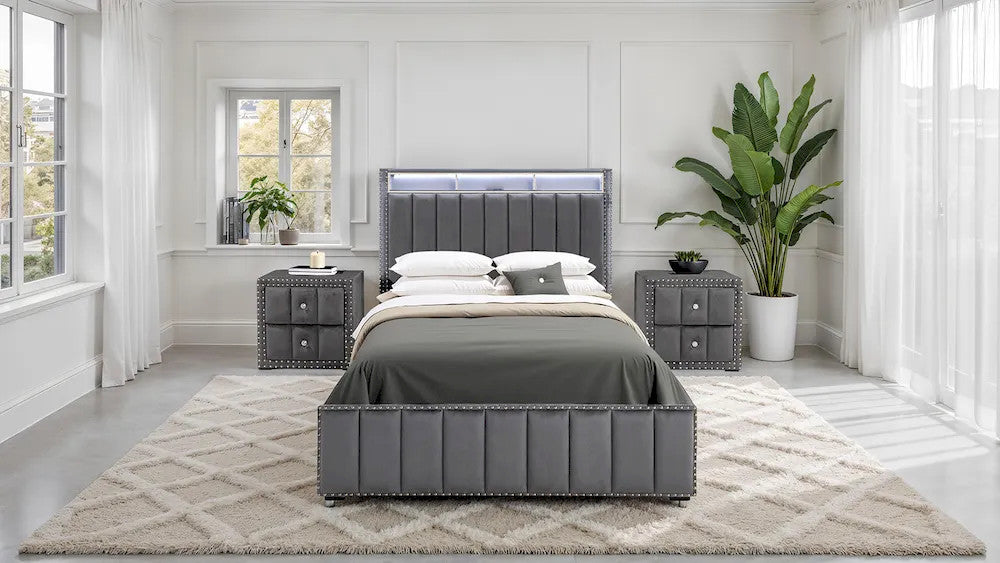 Furniture of America - Farese - Nightstand, Dark Gray - SL7001DG-N view 2