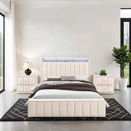 Furniture of America - Farese - Queen Bed, Beige - SL7001BG-Q-BED view 2