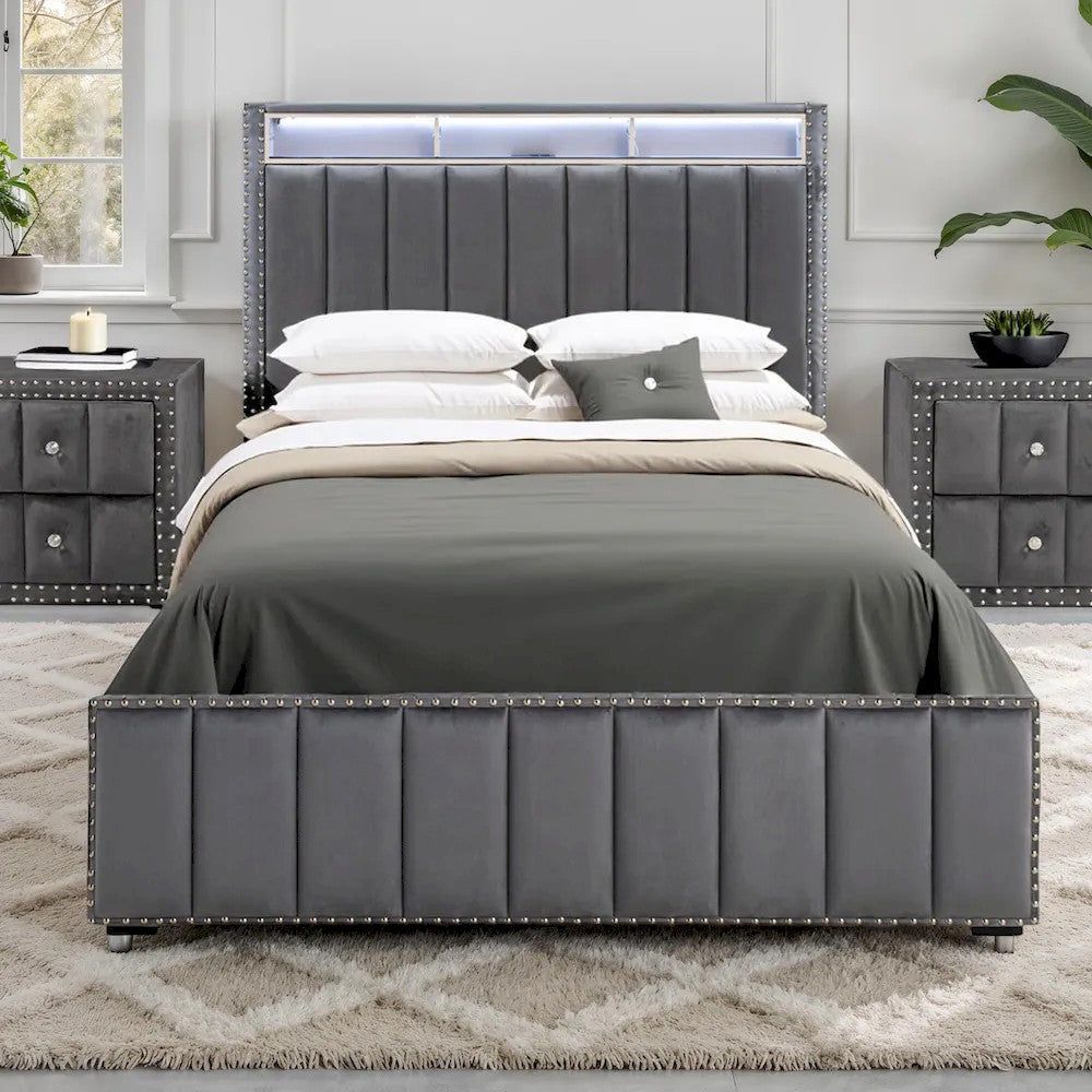 Furniture of America - Farese - Queen Bed, Dark Gray - SL7001DG-Q-BED view 1