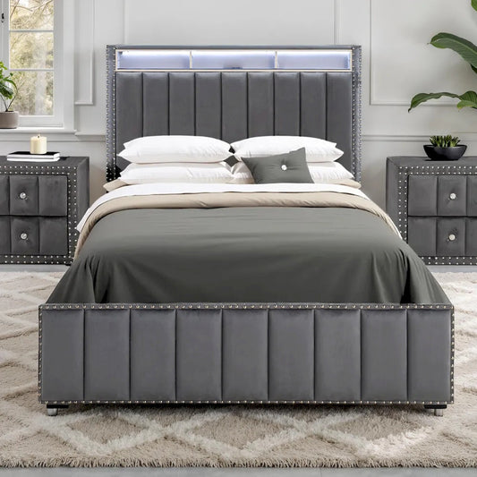 Furniture of America - Farese - Queen Bed, Dark Gray - SL7001DG-Q-BED view 1