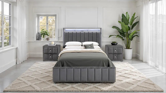Furniture of America - Farese - Queen Bed, Dark Gray - SL7001DG-Q-BED view 2