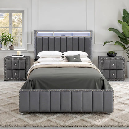 Furniture of America - Farese - Queen Bed W/ 2 Nightstands - Dark Gray - SL7001DG-Q-3PC-2NS view 1