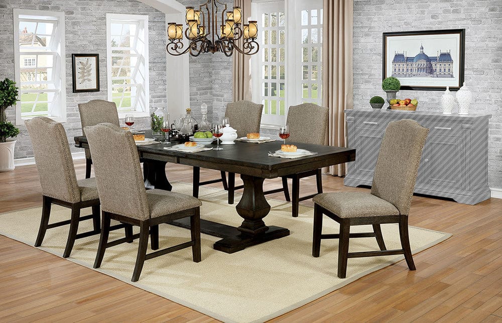 Furniture of America - Faulk 7 Pc. Dining Table Set in Espresso, Warm Gray - CM3310T-7PC View 1