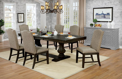 Furniture of America - Faulk 7 Pc. Dining Table Set in Espresso, Warm Gray - CM3310T-7PC View 1
