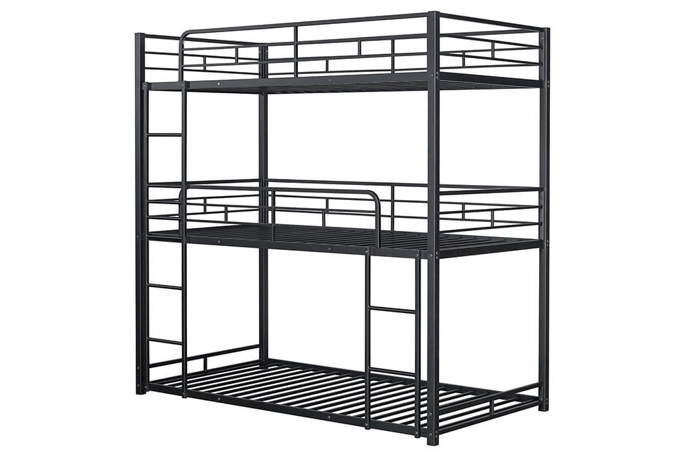 Furniture of America - Felgu Triple Twin Metal Bunk Bed in Black - FM-BK909BK-T-BED View 1