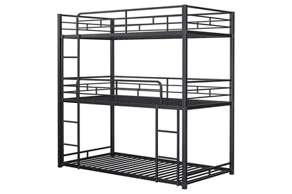 Furniture of America - Felgu Triple Twin Metal Bunk Bed in Black - FM-BK909BK-T-BED View 1