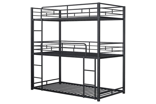 Furniture of America - Felgu Triple Twin Metal Bunk Bed in Black - FM-BK909BK-T-BED View 1