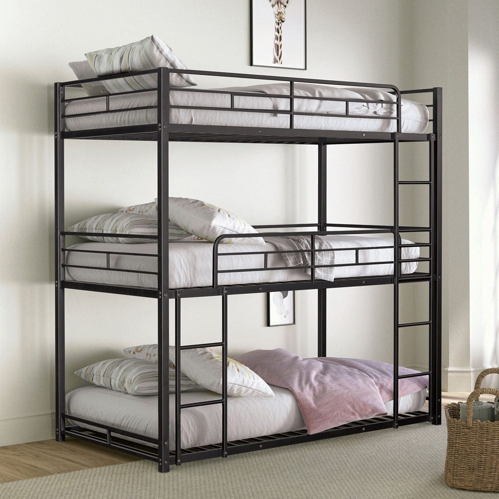 Furniture of America - Felgu Triple Twin Metal Bunk Bed in Black - FM-BK909BK-T-BED View 2