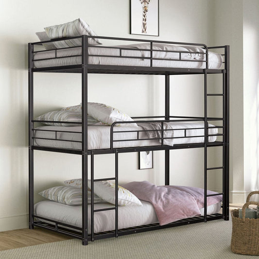 Furniture of America - Felgu Triple Twin Metal Bunk Bed in Black - FM-BK909BK-T-BED View 2