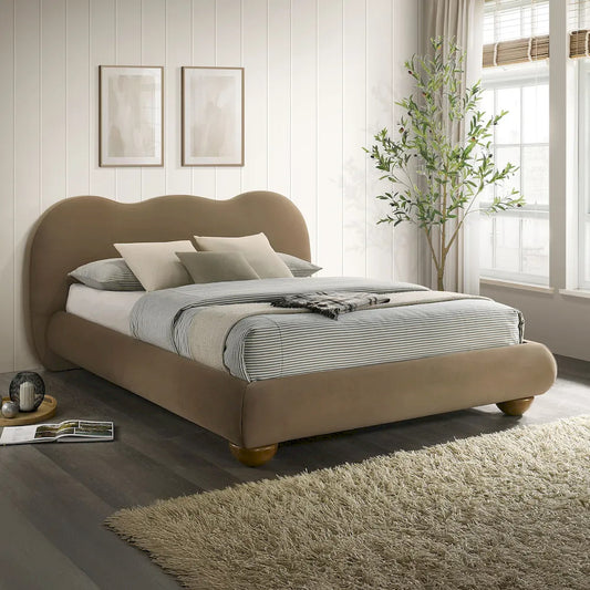 Furniture of America - Finamore - Queen Bed, Brown Velvet - FM72005BR-Q-BED view 1