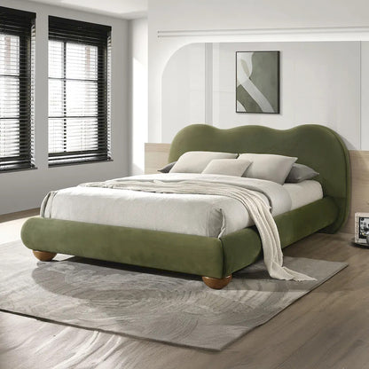 Furniture of America - Finamore - Queen Bed, Olive Green Velvet - FM72005GR-Q-BED view 1