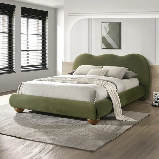 Furniture of America - Finamore - Queen Bed, Olive Green Velvet - FM72005GR-Q-BED view 1