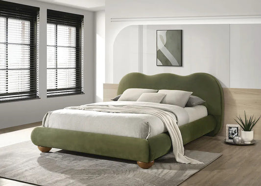 Furniture of America - Finamore - Queen Bed, Olive Green Velvet - FM72005GR-Q-BED view 2